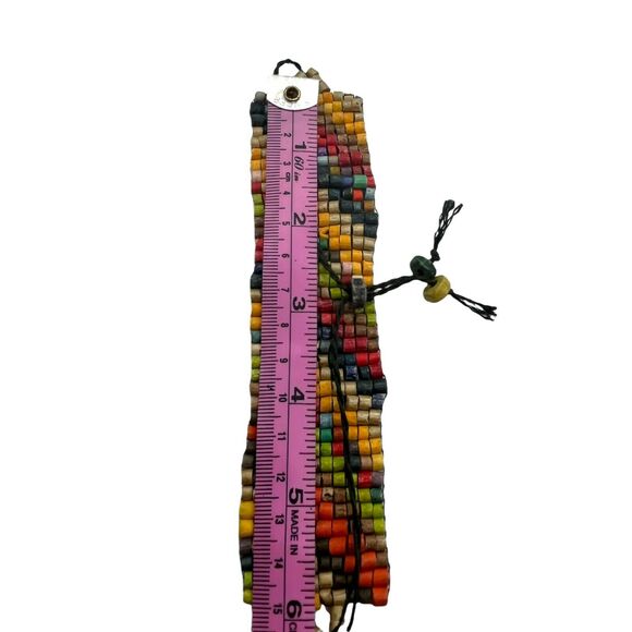 Rainbow Beaded Bracelet Pull Tighten Handmade Woven Adjustable Lightweight Boho - Picture 9 of 15